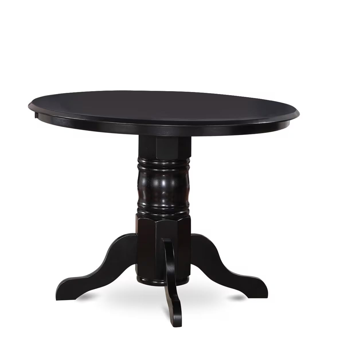 5 Piece Round Dining Table Set with 4 Black Faux Leather Chairs Y741827