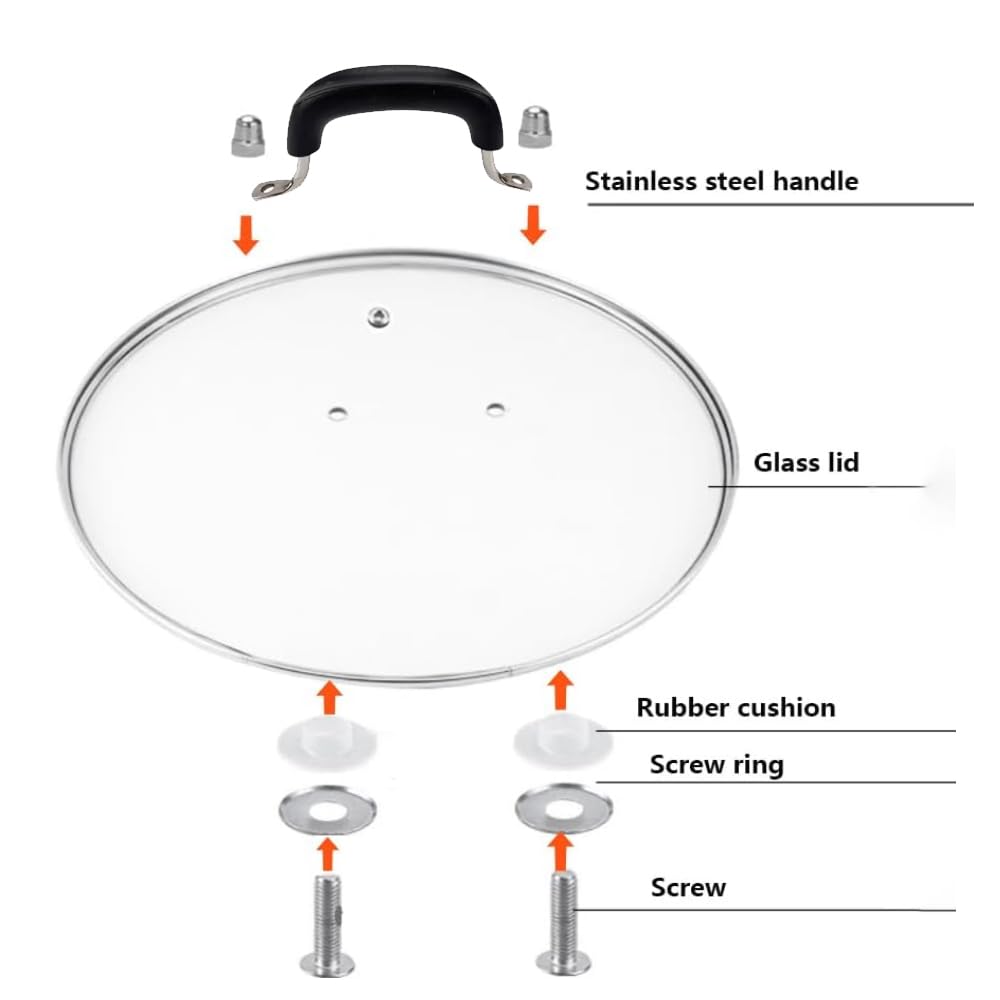 10.25 Inch Tempered Glass Lid with Stainless Steel Handle and Rim F206