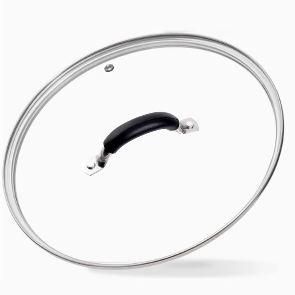 10.25 Inch Tempered Glass Lid with Stainless Steel Handle and Rim F206