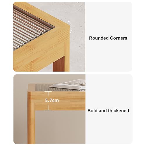 Nesting Glass End Table Set of 2 Bamboo Z8961