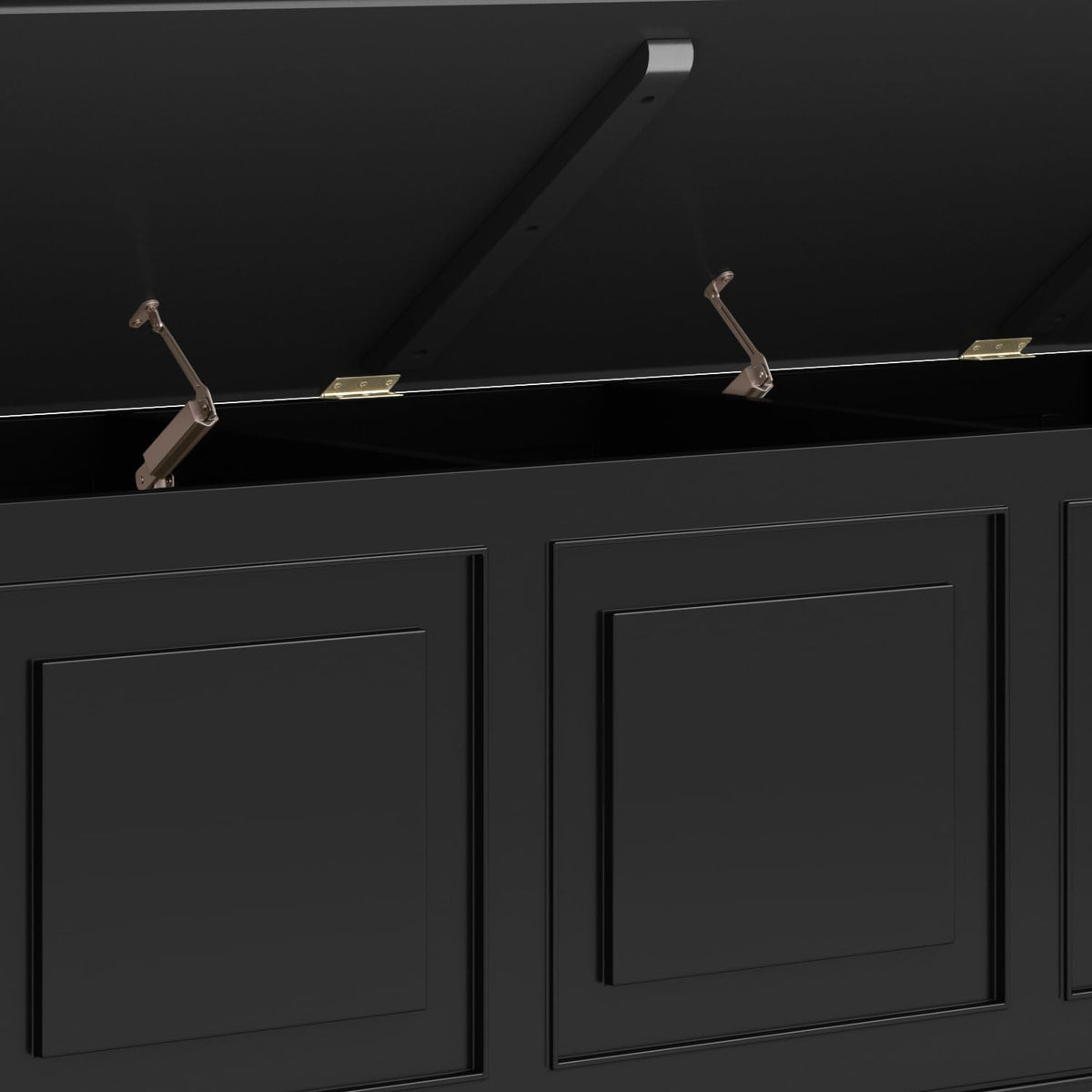 Black Solid Wood Trunk Bench A947649