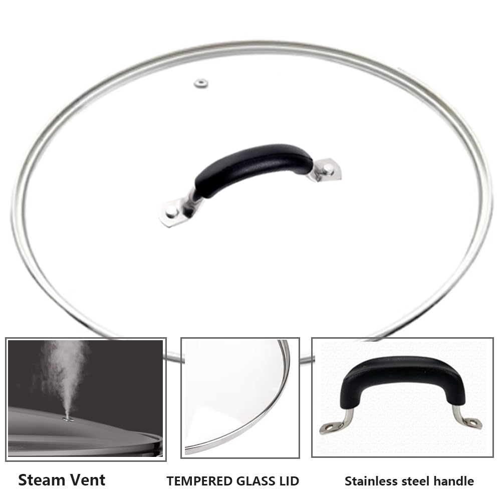 10.25 Inch Tempered Glass Lid with Stainless Steel Handle and Rim F206