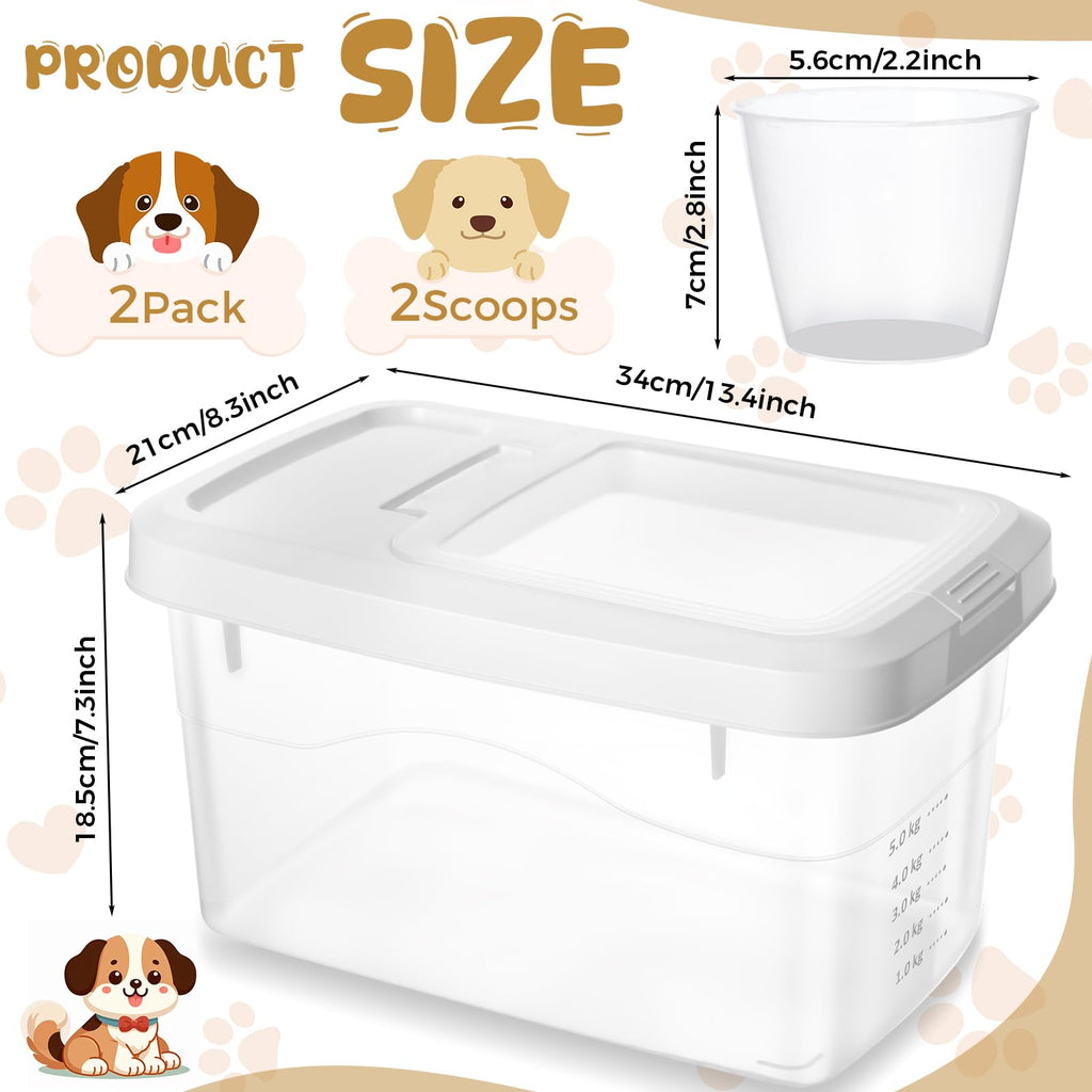 2 Pack 11 Lbs Airtight Dog Food Storage Container with Scoops Z552661