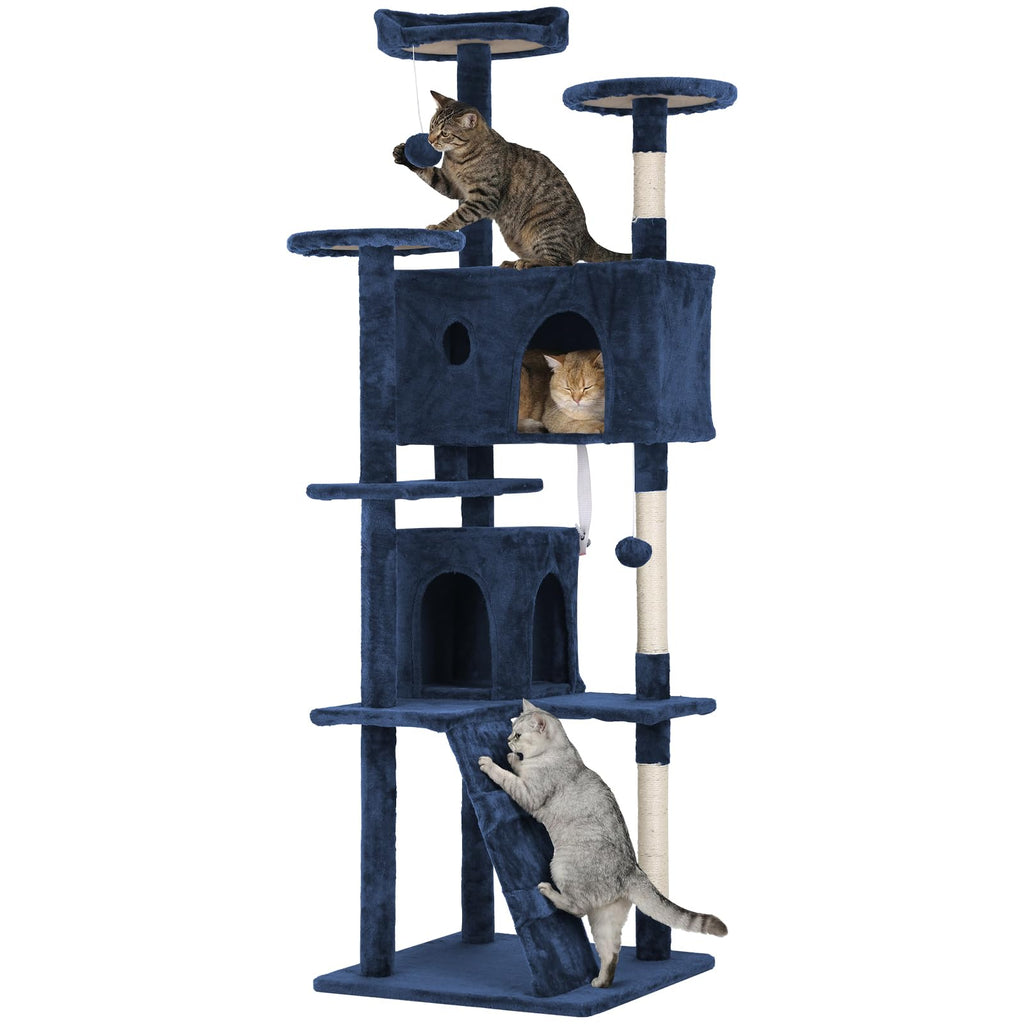 70in Navy Blue Cat Tree with Scratching Post L339713