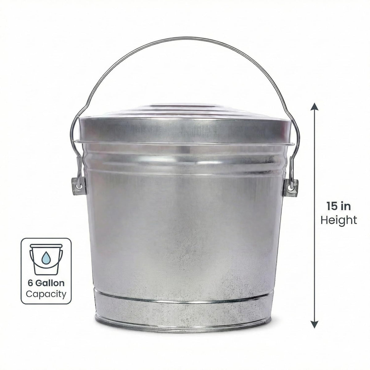 6 Gallon Galvanized Metal Trash Can with Locking Lid Q32005