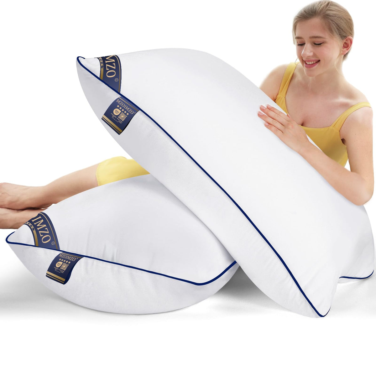 King Size Set of 2 Firm Bed Pillows Q81938