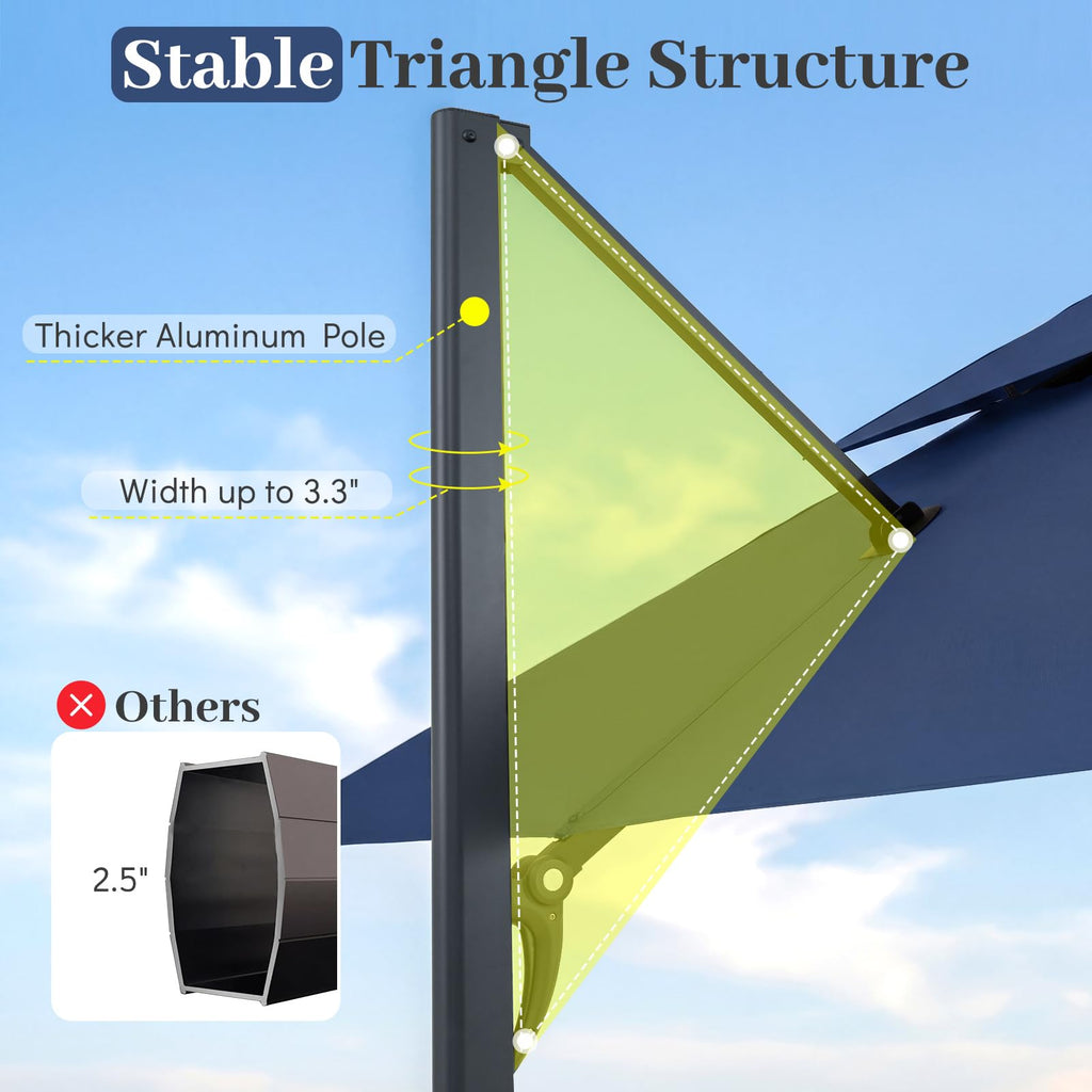 10 FT Navy Blue Cantilever Patio Umbrella R231310