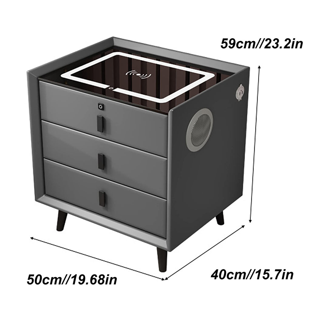 White 3 Drawer Smart Nightstand with Wireless Charging W56204