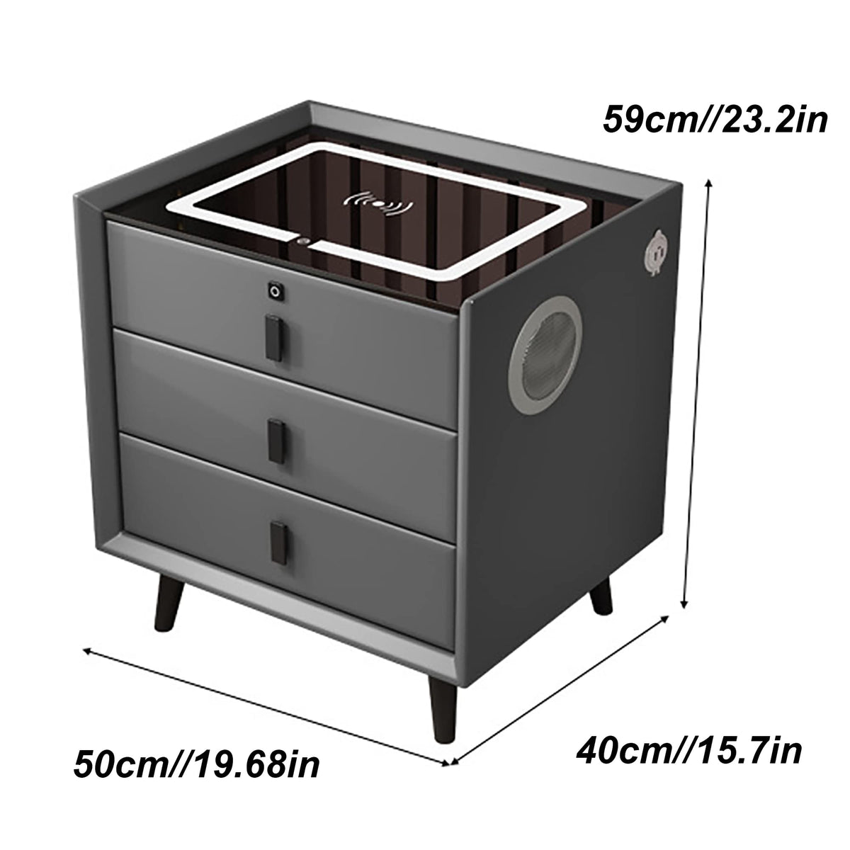 White 3 Drawer Smart Nightstand with Wireless Charging W56204
