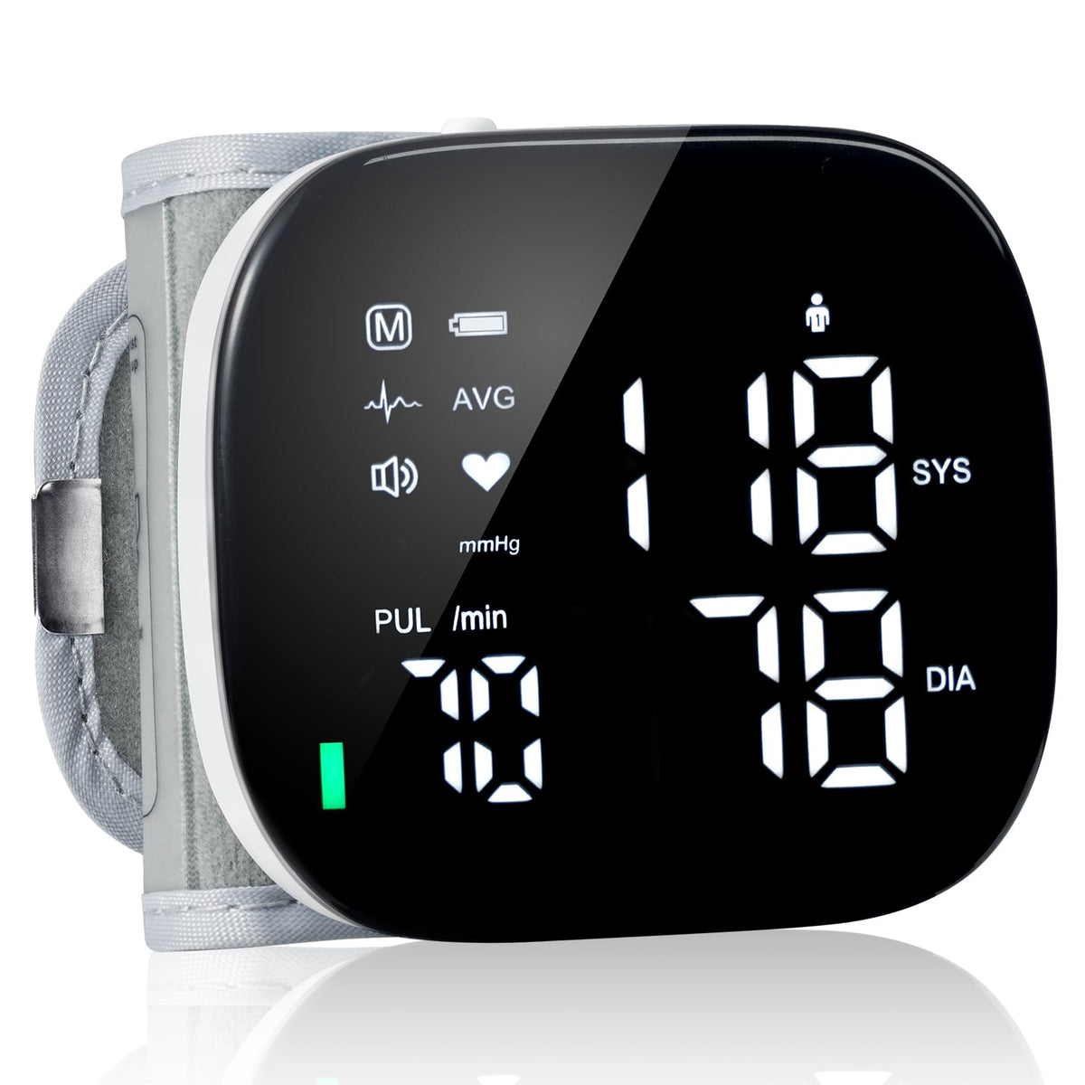 Wrist Blood Pressure Monitor Rechargeable Digital Voice Broadcast LED Backlit 199 Memory Storage for 2 Users with Carrying Case U686708