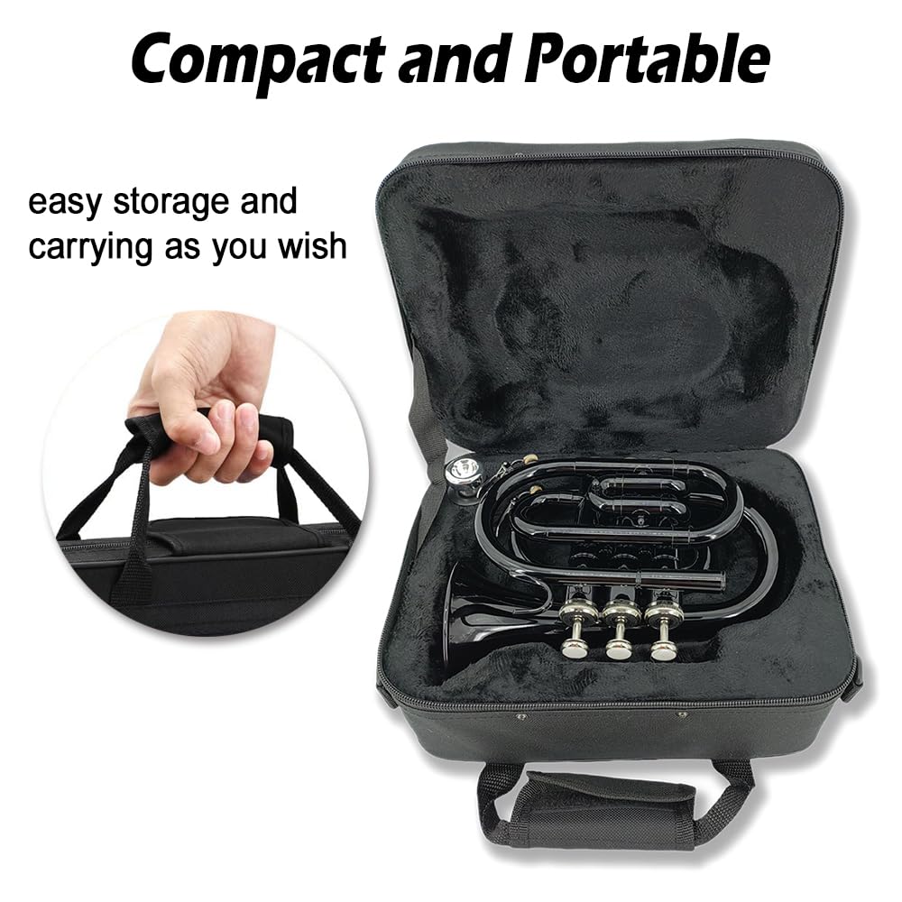 Brass B Flat Nickel Plated Pocket Trumpet with 7C Mouthpiece N579