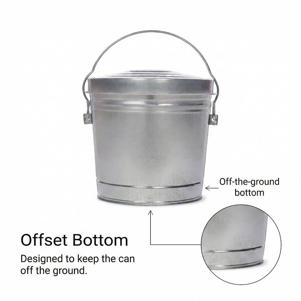 6 Gallon Galvanized Metal Trash Can with Locking Lid Q32005