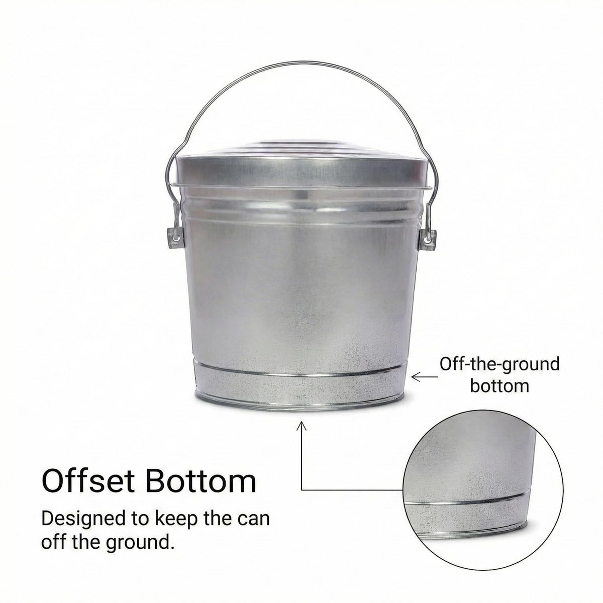 6 Gallon Galvanized Metal Trash Can with Locking Lid Q32005