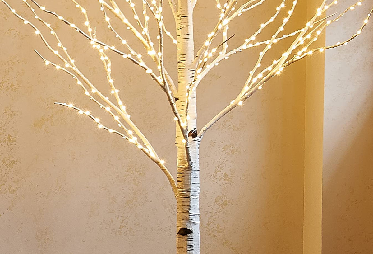 4FT 200L Warm White LED Birch Tree G8155