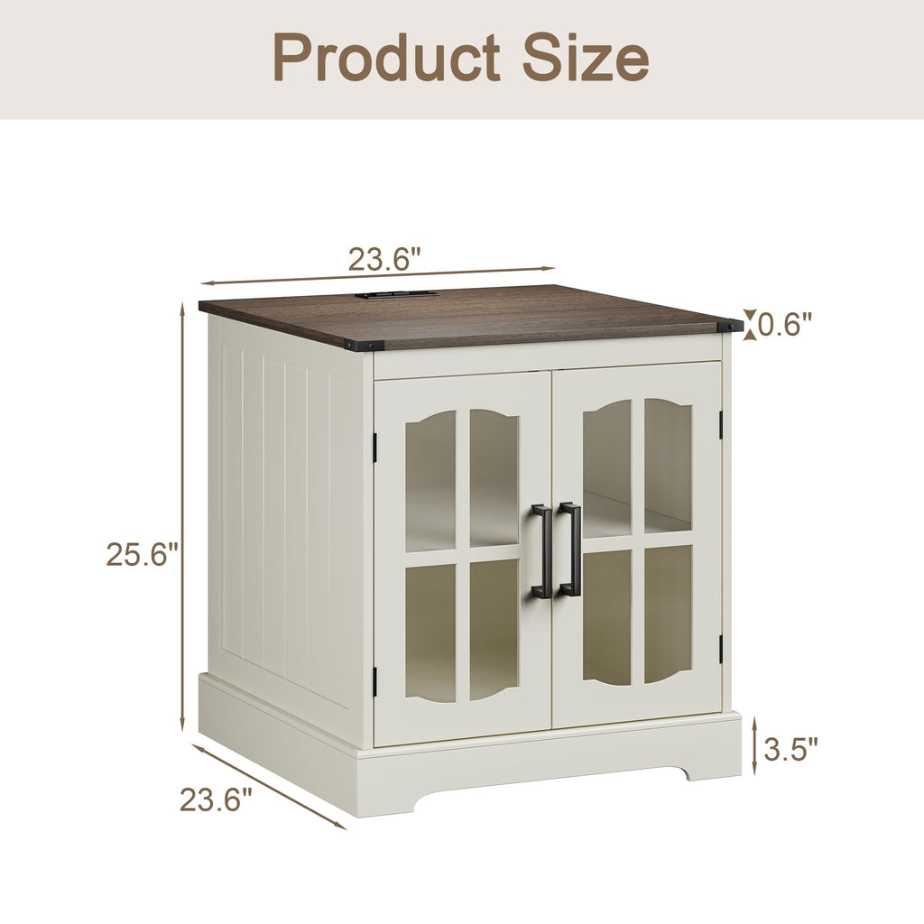 24" Farmhouse End Tables Set of 2 with LED K958468
