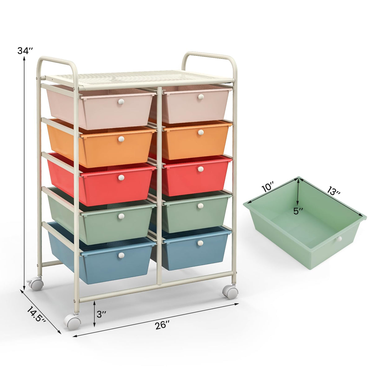 10 Drawers Rolling Storage Cart C923