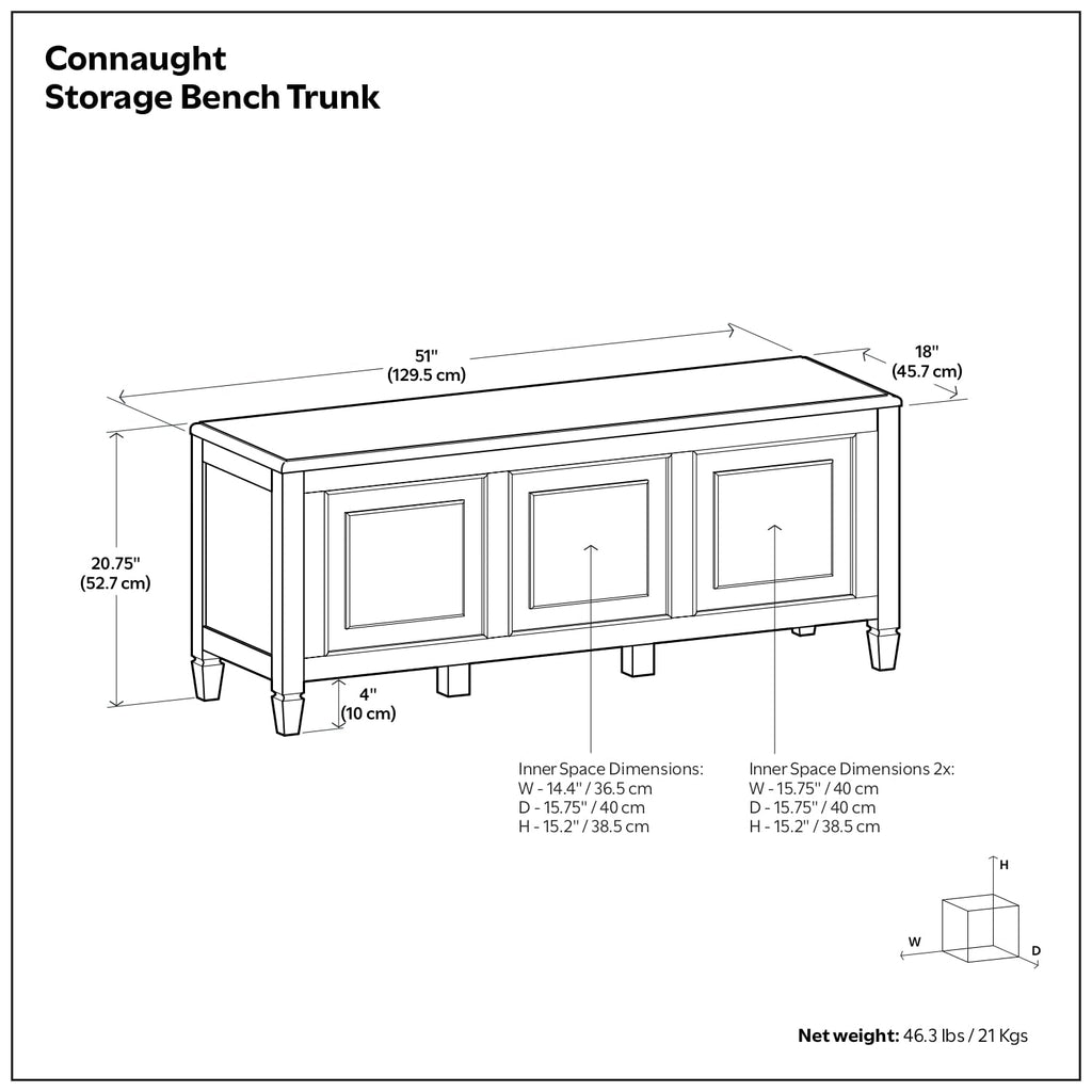 Black Solid Wood Trunk Bench A947649