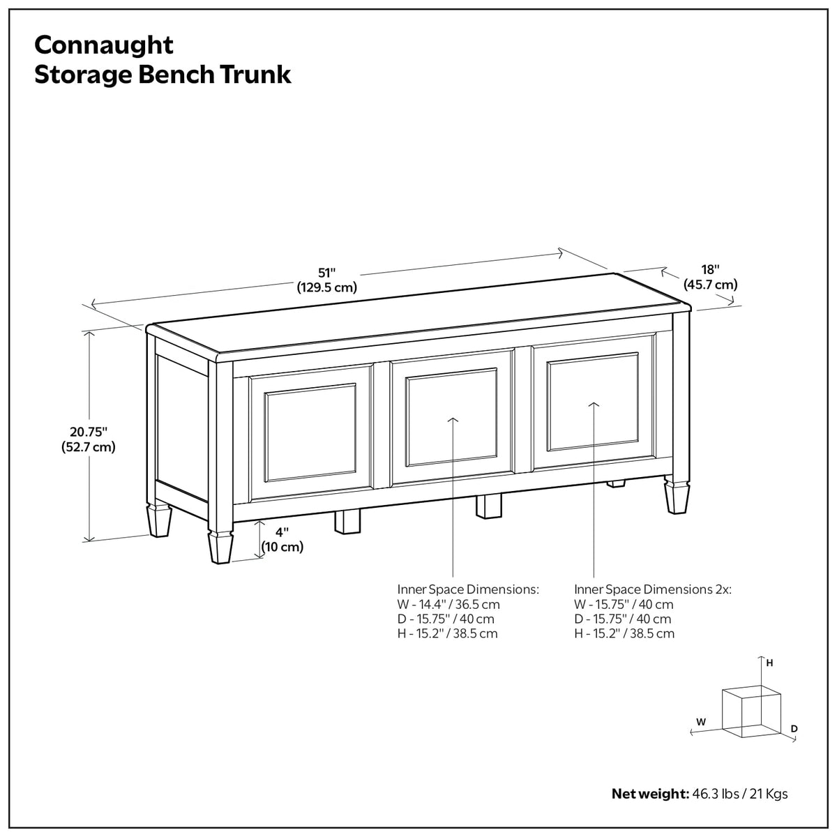 Black Solid Wood Trunk Bench A947649