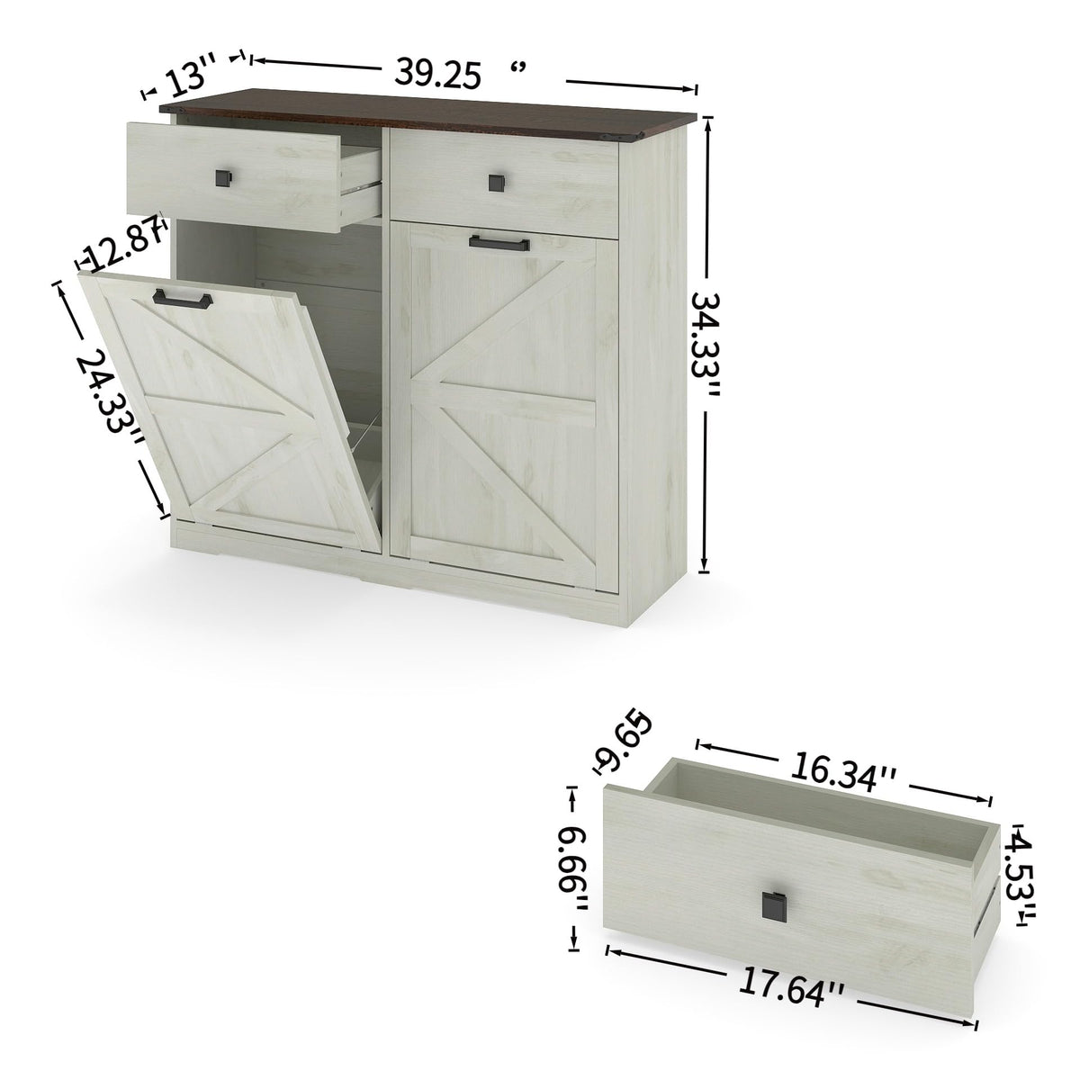 20 Gallon Double Tilt Out Kitchen Trash Can with Hideaway Drawer E540