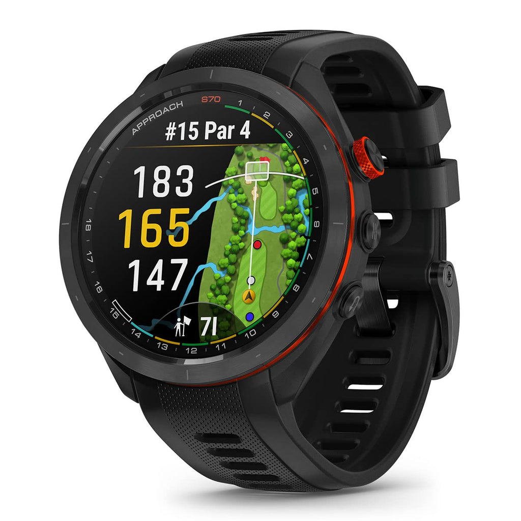 Black 47mm Golf GPS Smartwatch O5284