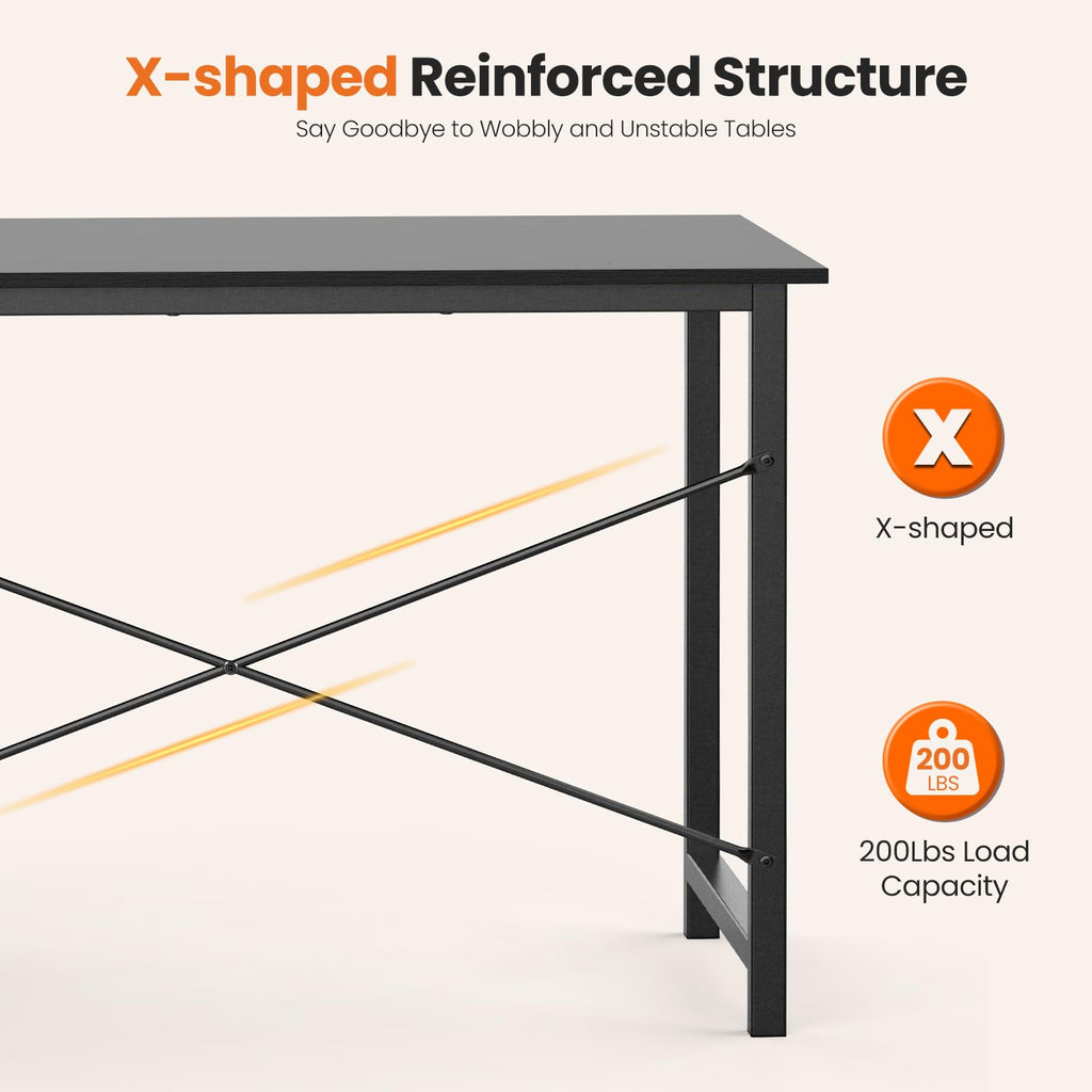 47 Inch Computer Desk with Drawers Black T42926