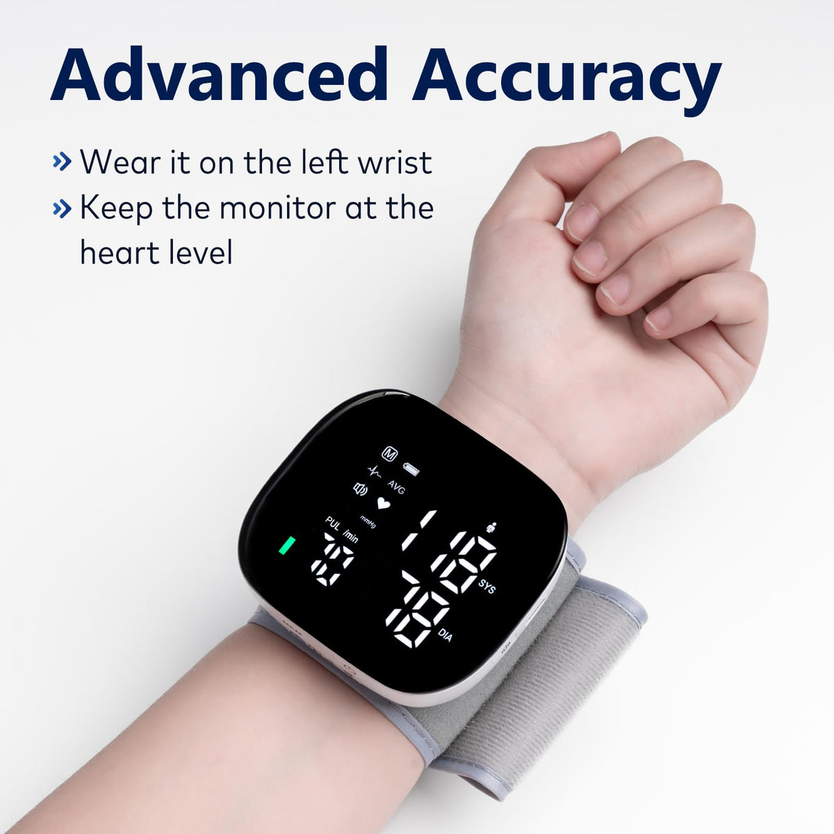 Wrist Blood Pressure Monitor Rechargeable Digital Voice Broadcast LED Backlit 199 Memory Storage for 2 Users with Carrying Case U686708