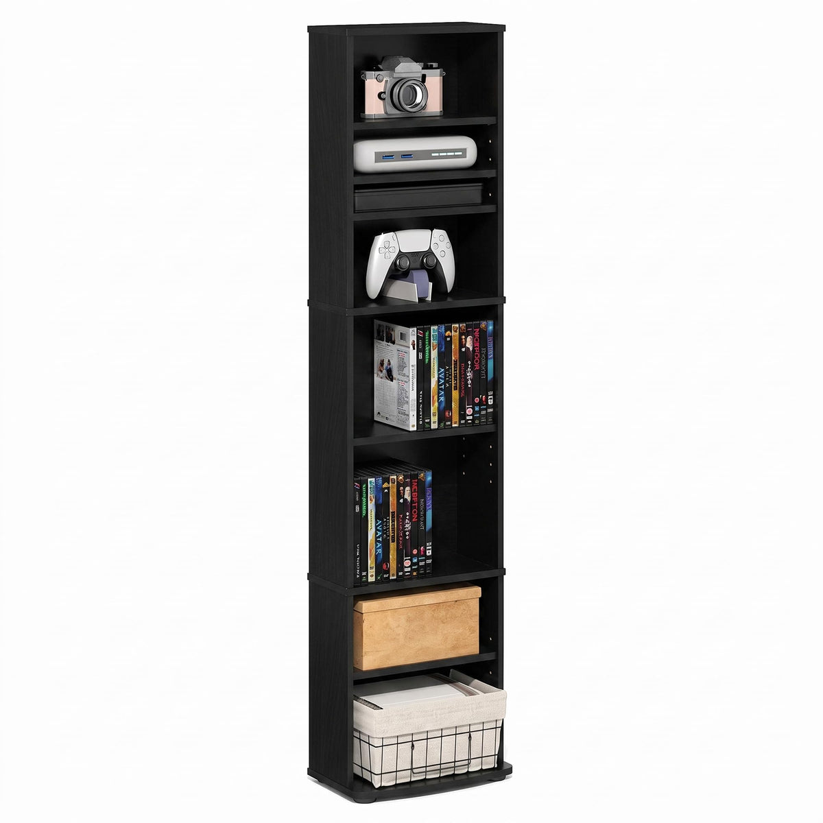 8-Tier Espresso Media Shelf with Adjustable Shelves P892