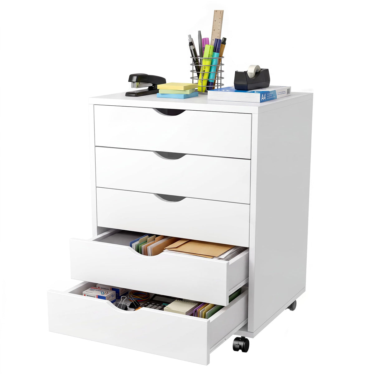 White 5 Drawer Rolling Storage Cabinet X99608