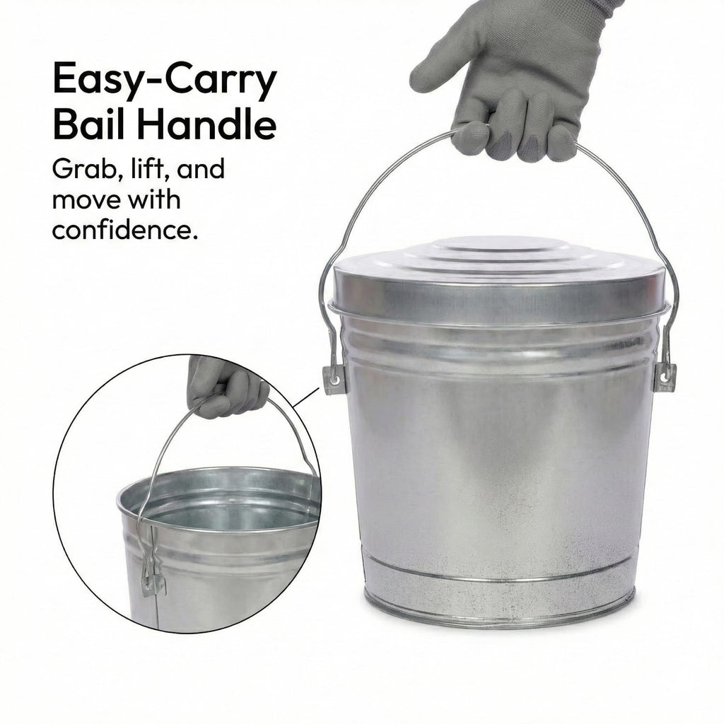 6 Gallon Galvanized Metal Trash Can with Locking Lid Q32005