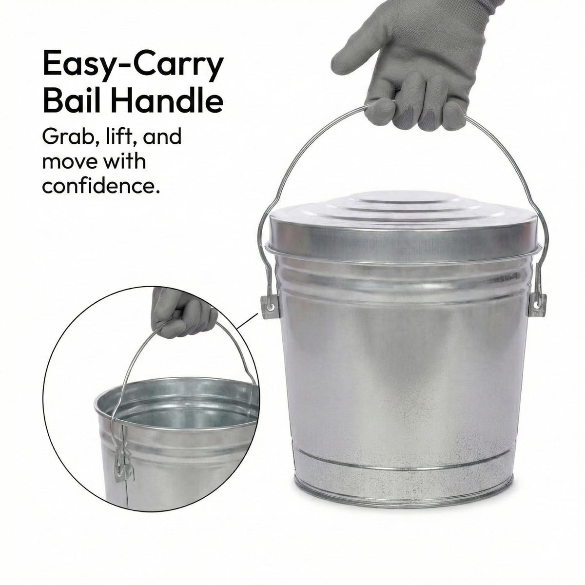 6 Gallon Galvanized Metal Trash Can with Locking Lid Q32005
