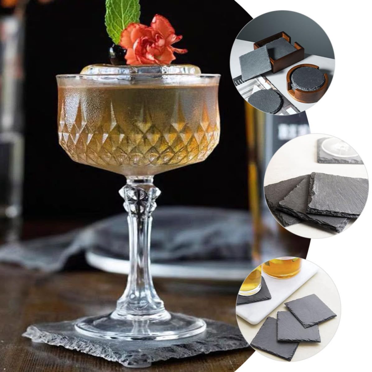 Natural Stone Drink Coasters Set D5799