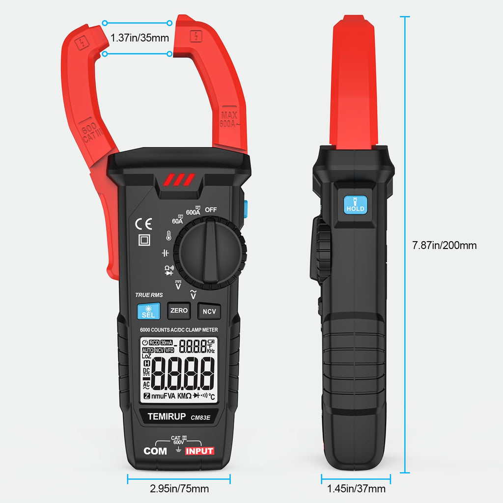 6000 Counts 600A TRMS Digital Clamp Meter D73946
