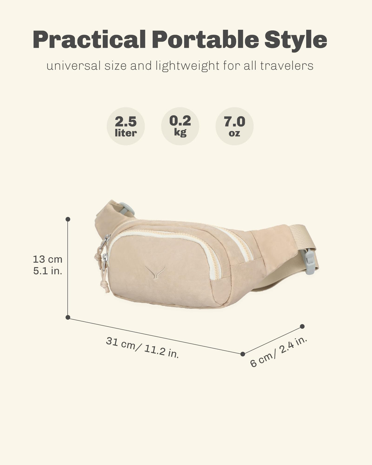 Rolling Backpack with Wheels 43L with Waist Pack Beige Q85132