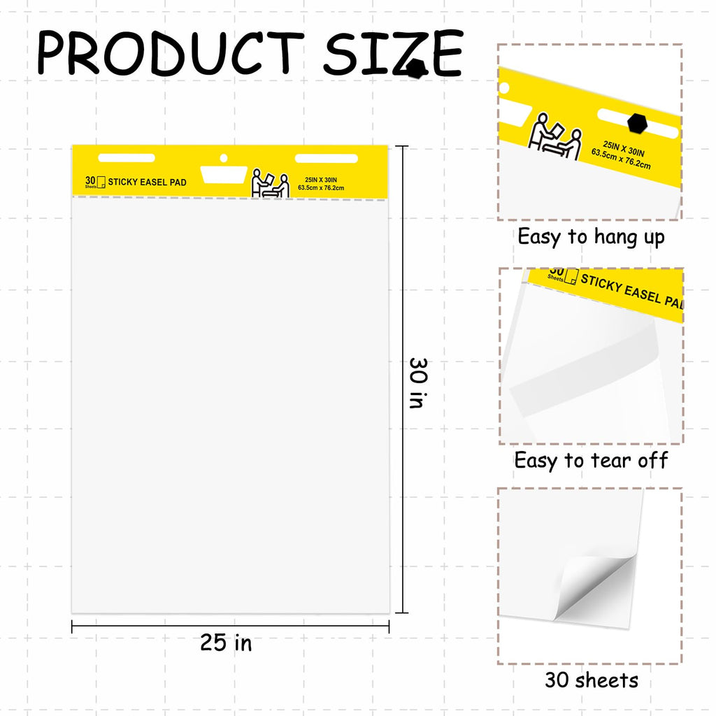 Sticky Easel Pad, 25 x 30 Inches, 30 Sheets/Pad, 2 Pads J758