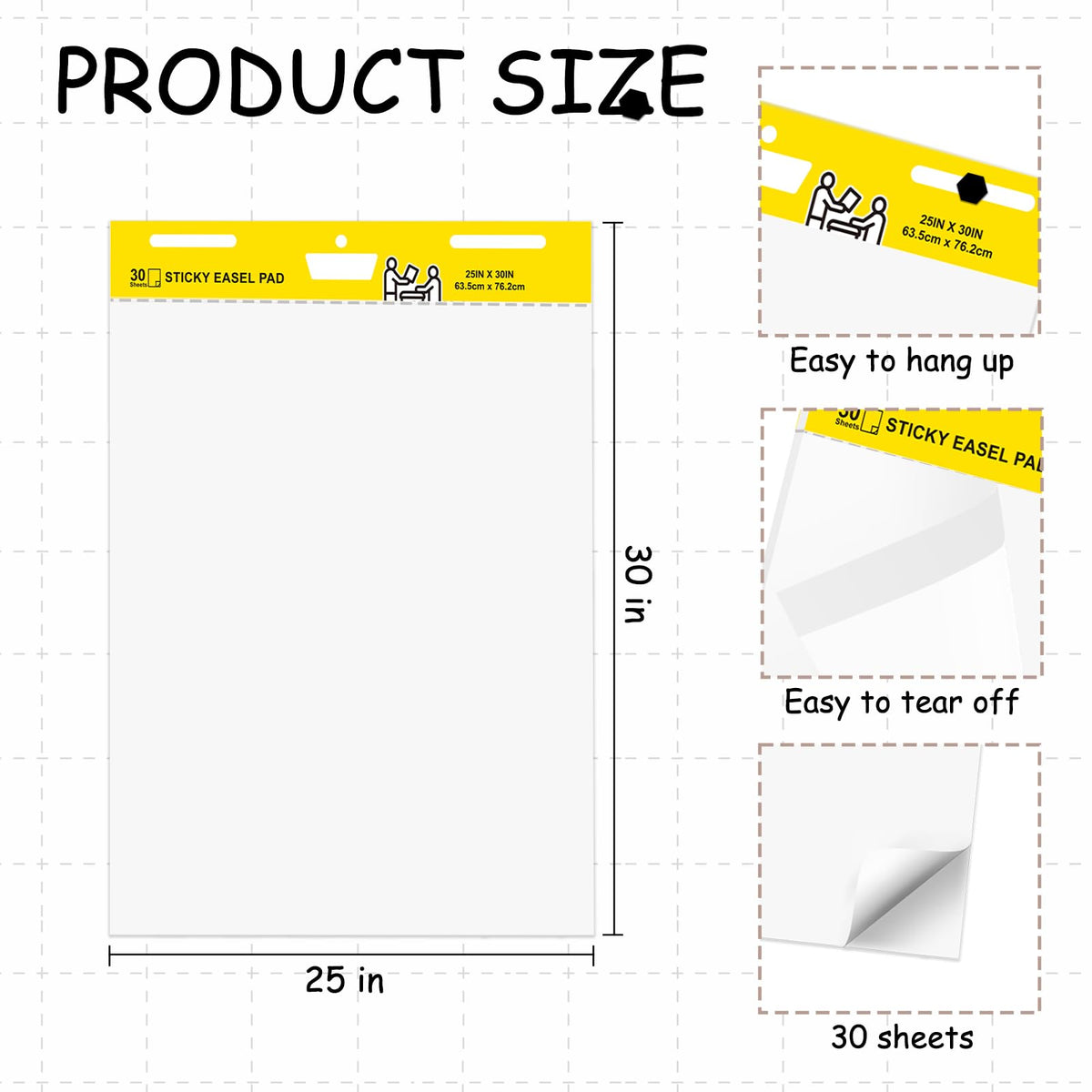Sticky Easel Pad, 25 x 30 Inches, 30 Sheets/Pad, 2 Pads J758
