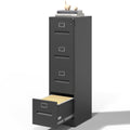 Black 4 Drawer Steel File Cabinet with Lock Q50747