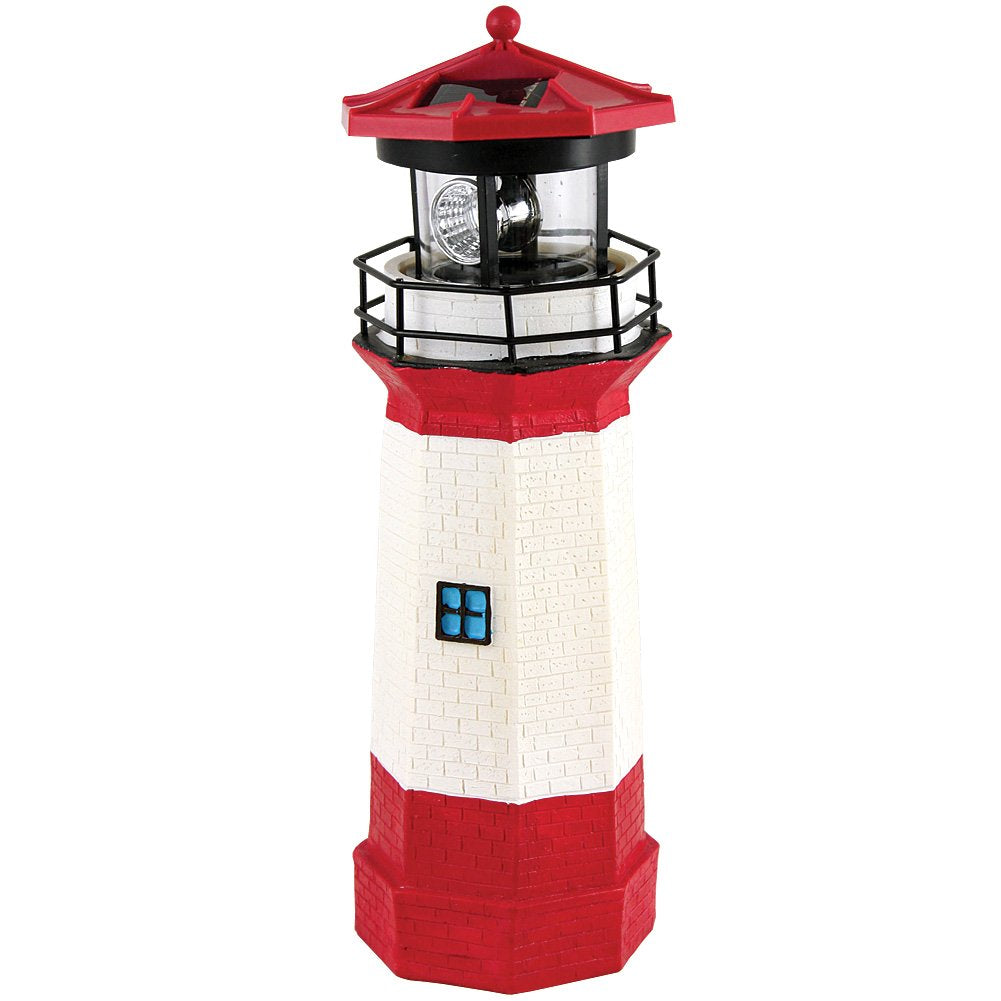 15" Red Solar Lighthouse with Rotating LED P455