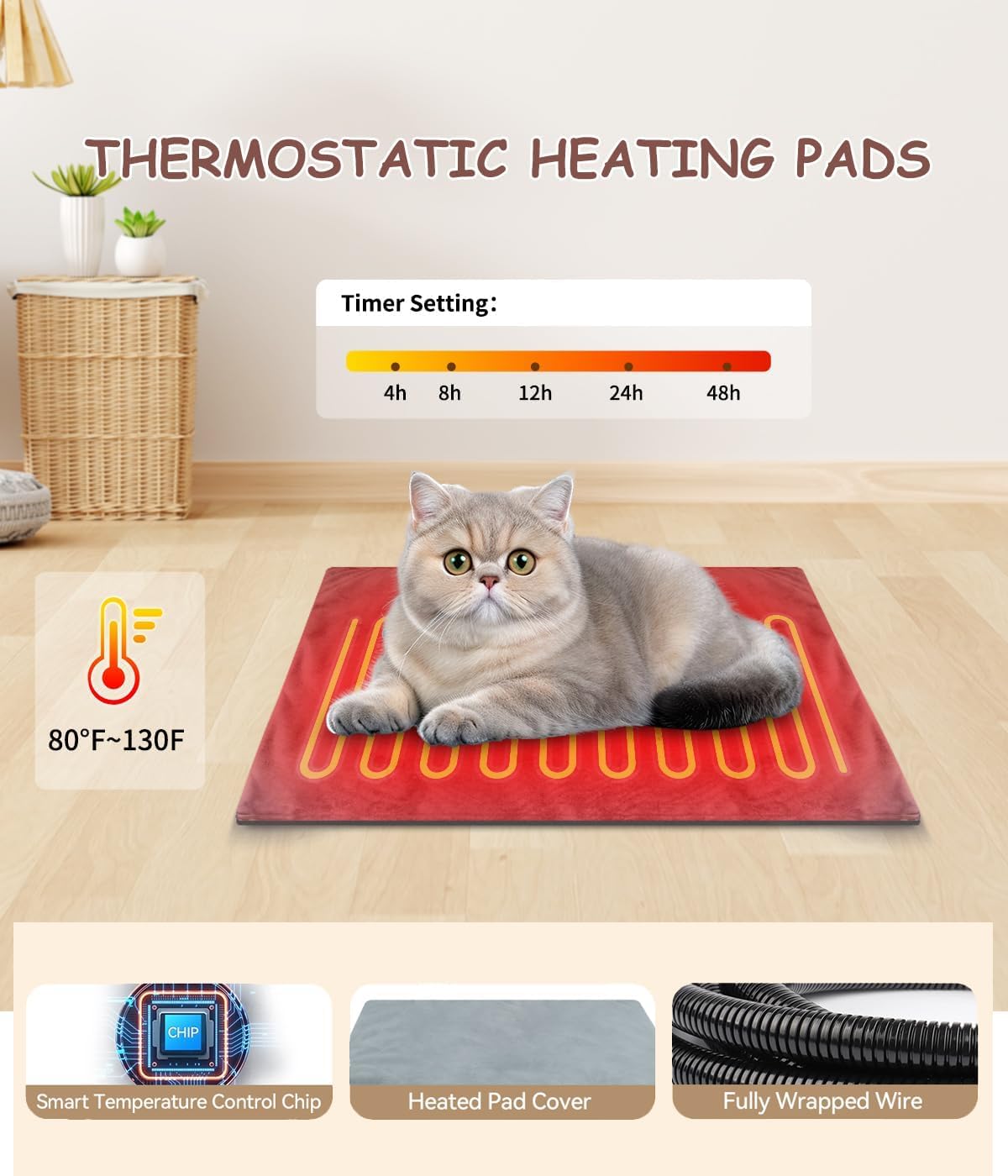 21" Heated Cat House with Heating Pet Pad M82160
