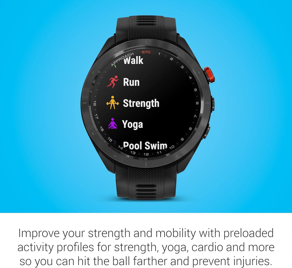 Black 47mm Golf GPS Smartwatch O5284