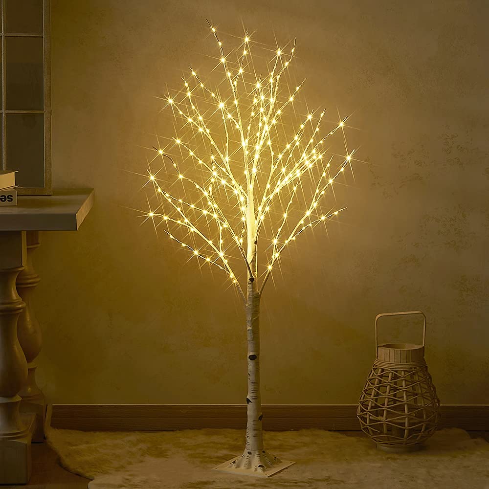 4FT 200L Warm White LED Birch Tree G8155
