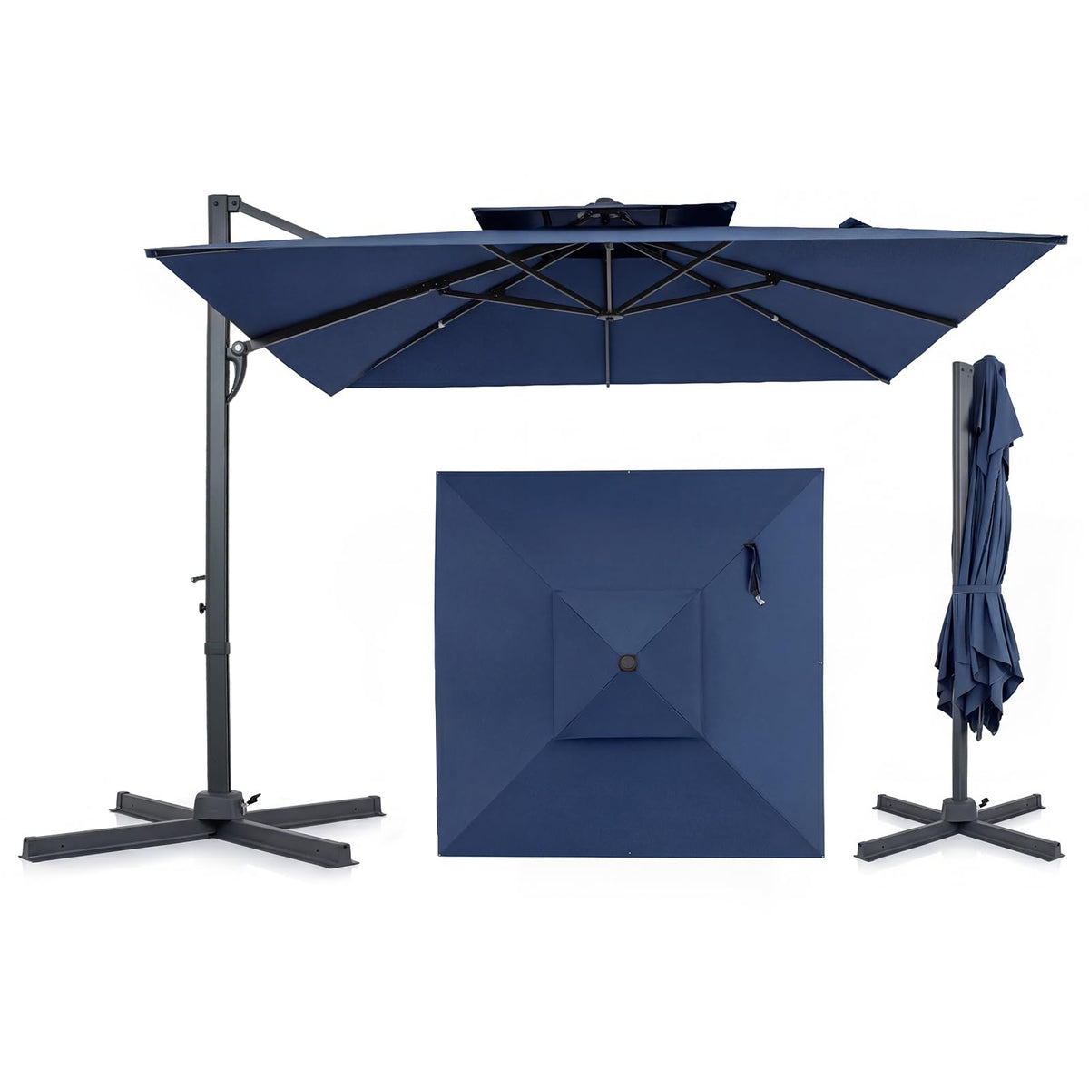 10 FT Navy Blue Cantilever Patio Umbrella R231310