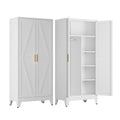 Metal Wardrobe Closet with Doors, 71'' Tall Steel Armoire with Shelves V85028