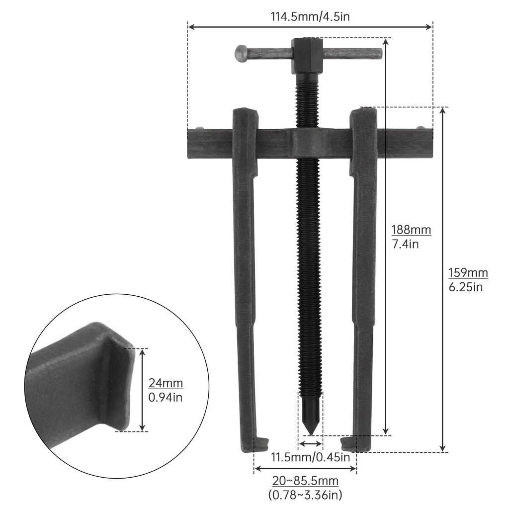 Adjustable Two Jaw Carbon Steel Bearing Puller 8 inch G515852