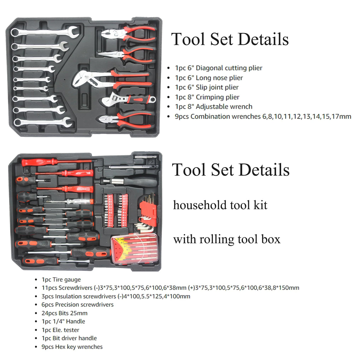 899-Piece Household Tool Set with Rolling Case Q24361