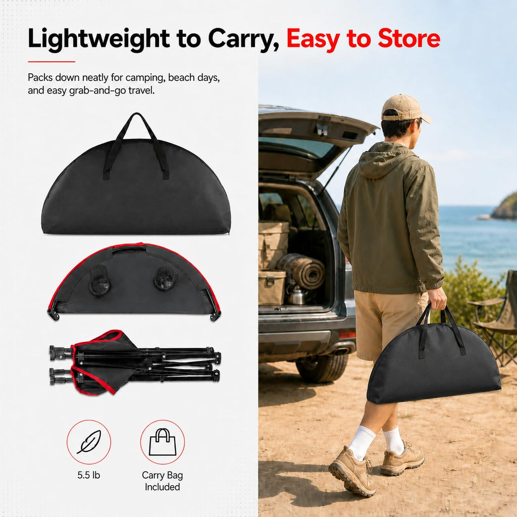 Portable Folding Camping Table with 4 Cup Holders & Carry Bag O912