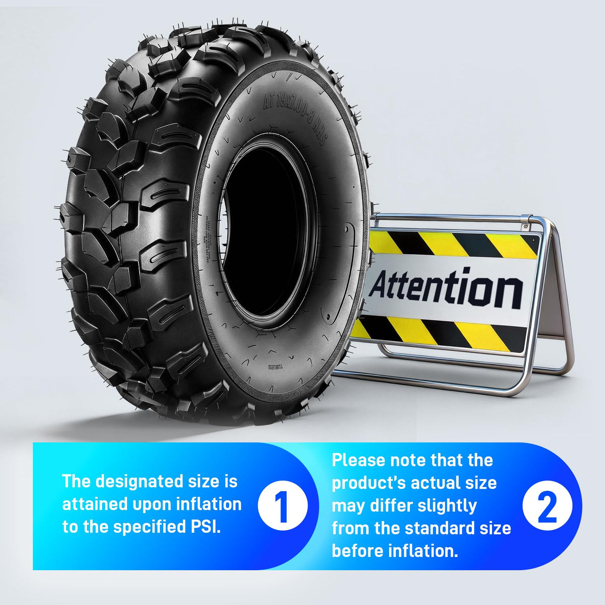 19x7-8 ATV Tires 6PR All-Terrain Tubeless Pack of 2 E9606