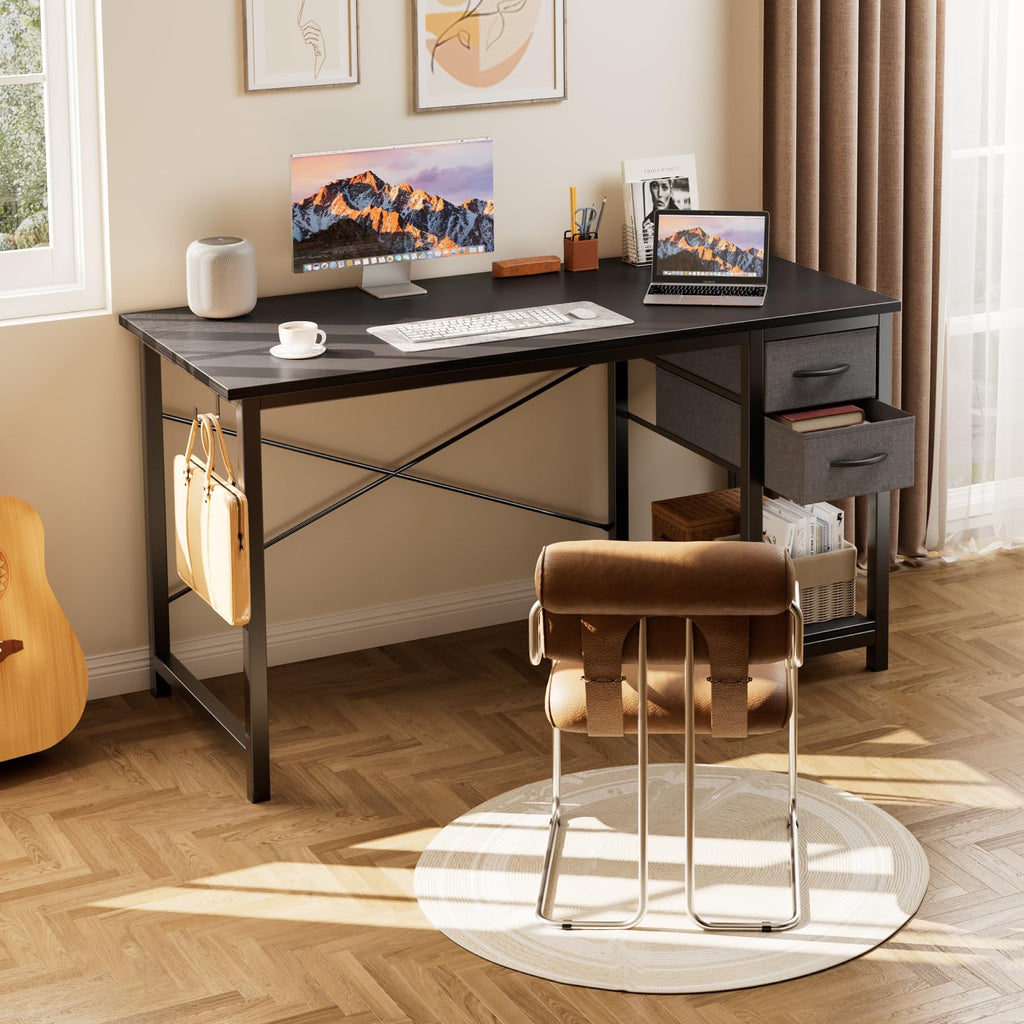47 Inch Computer Desk with Drawers Black T42926