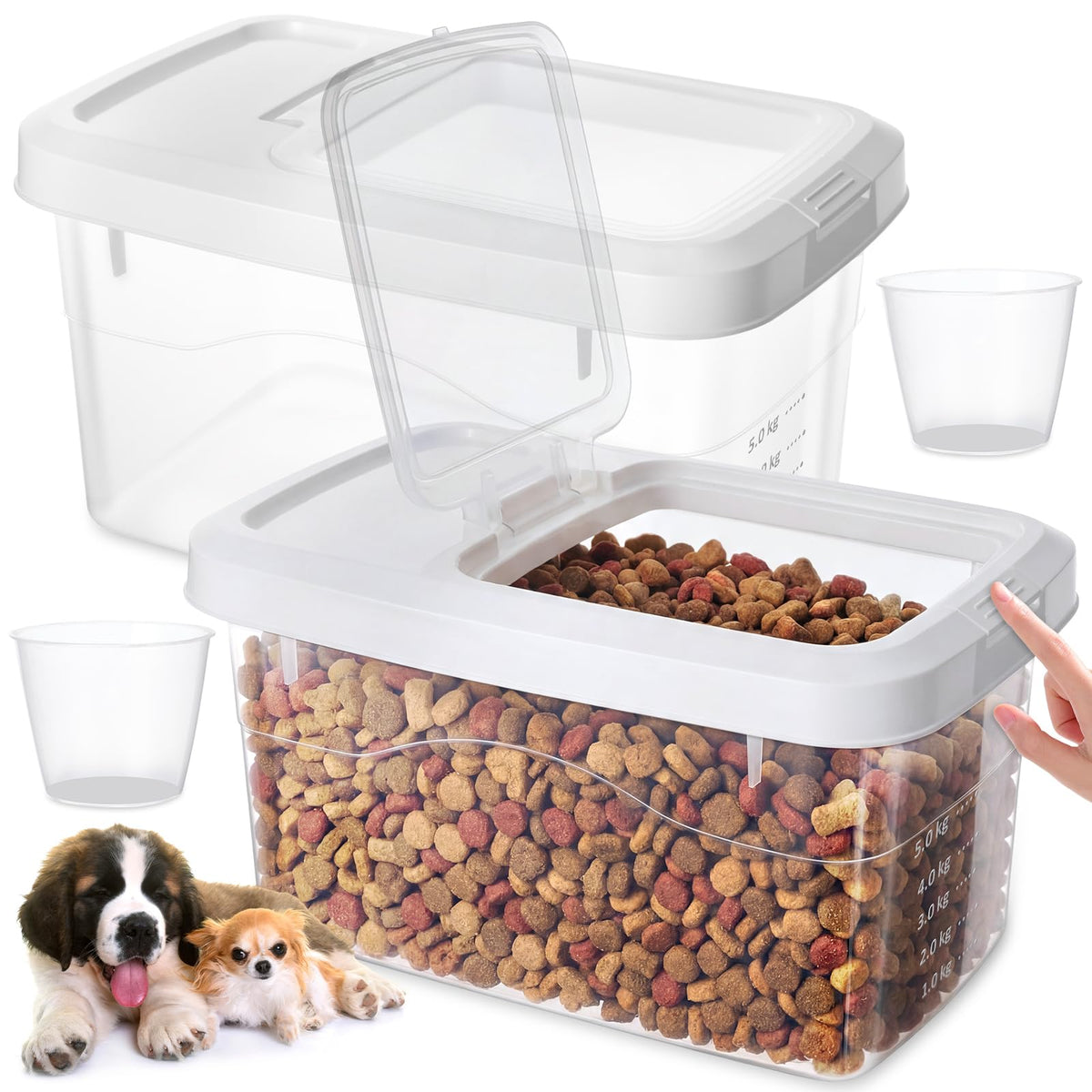 2 Pack 11 Lbs Airtight Dog Food Storage Container with Scoops Z552661