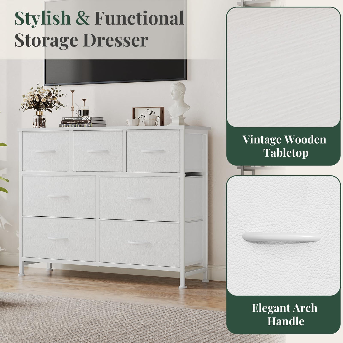 Fabric 7 Drawer Dresser E4638