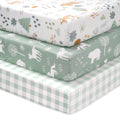 3 Pack Fitted Neutral Baby Crib Sheets B3730